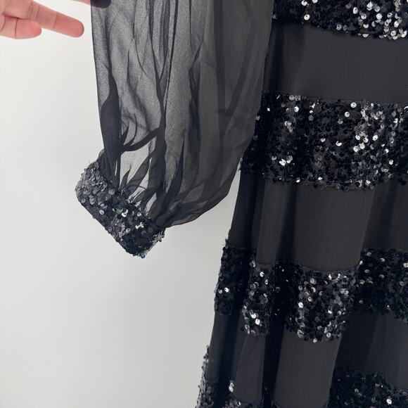 Sachin + Babi Brenda Sequin Striped Gown Size 0 NWT $1095 Long Sleeve Formal - Picture 6 of 10